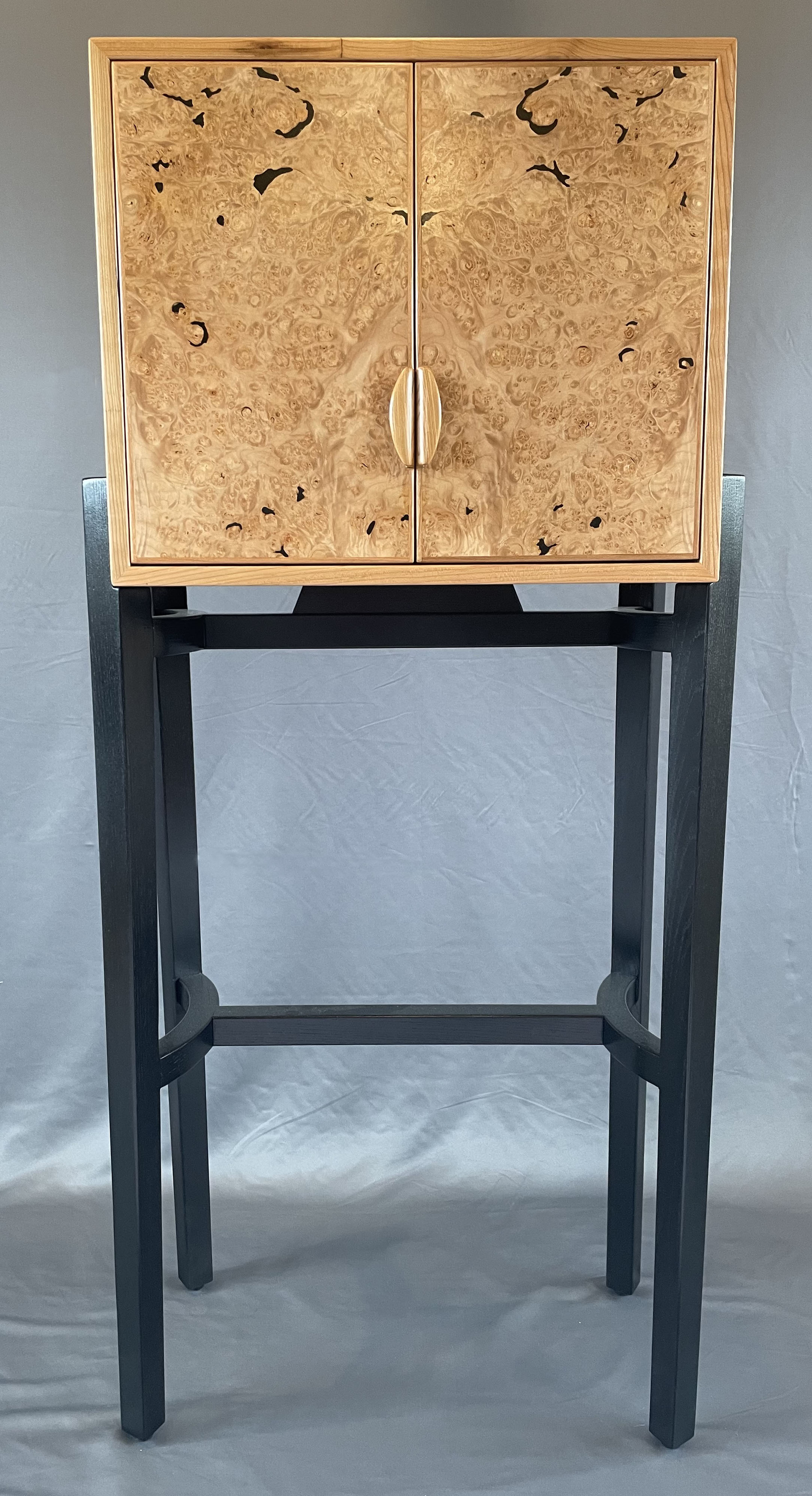 Image of Maple Burl and Cherry Tall Cabinet by Nathan Hatch