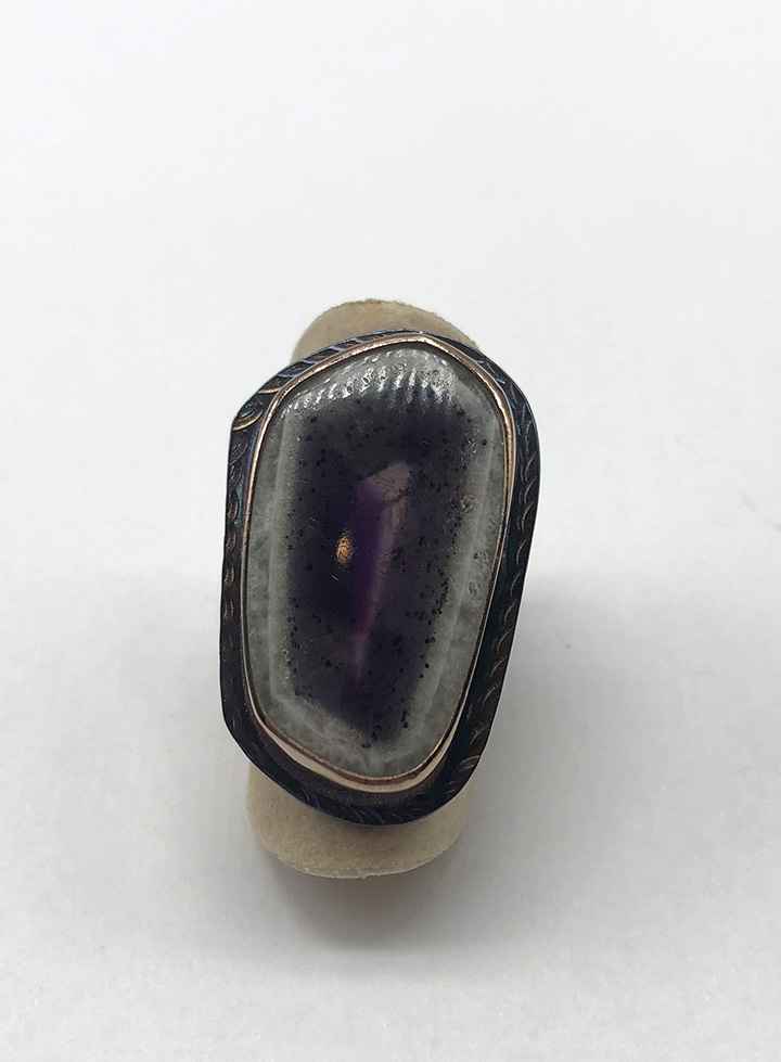 Sterling and Amethyst in Quartz Ring - Size 6 3/4