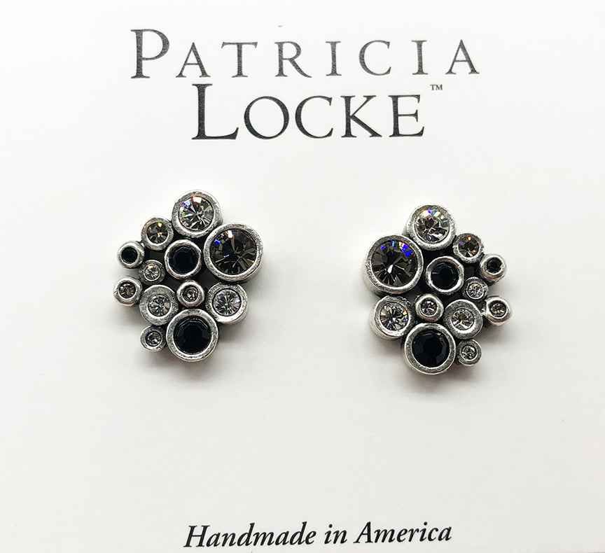 Image 1 for Radiance Clip Earrings in Silver, Black & White Radiance Clip Earrings in Silver, Black & White