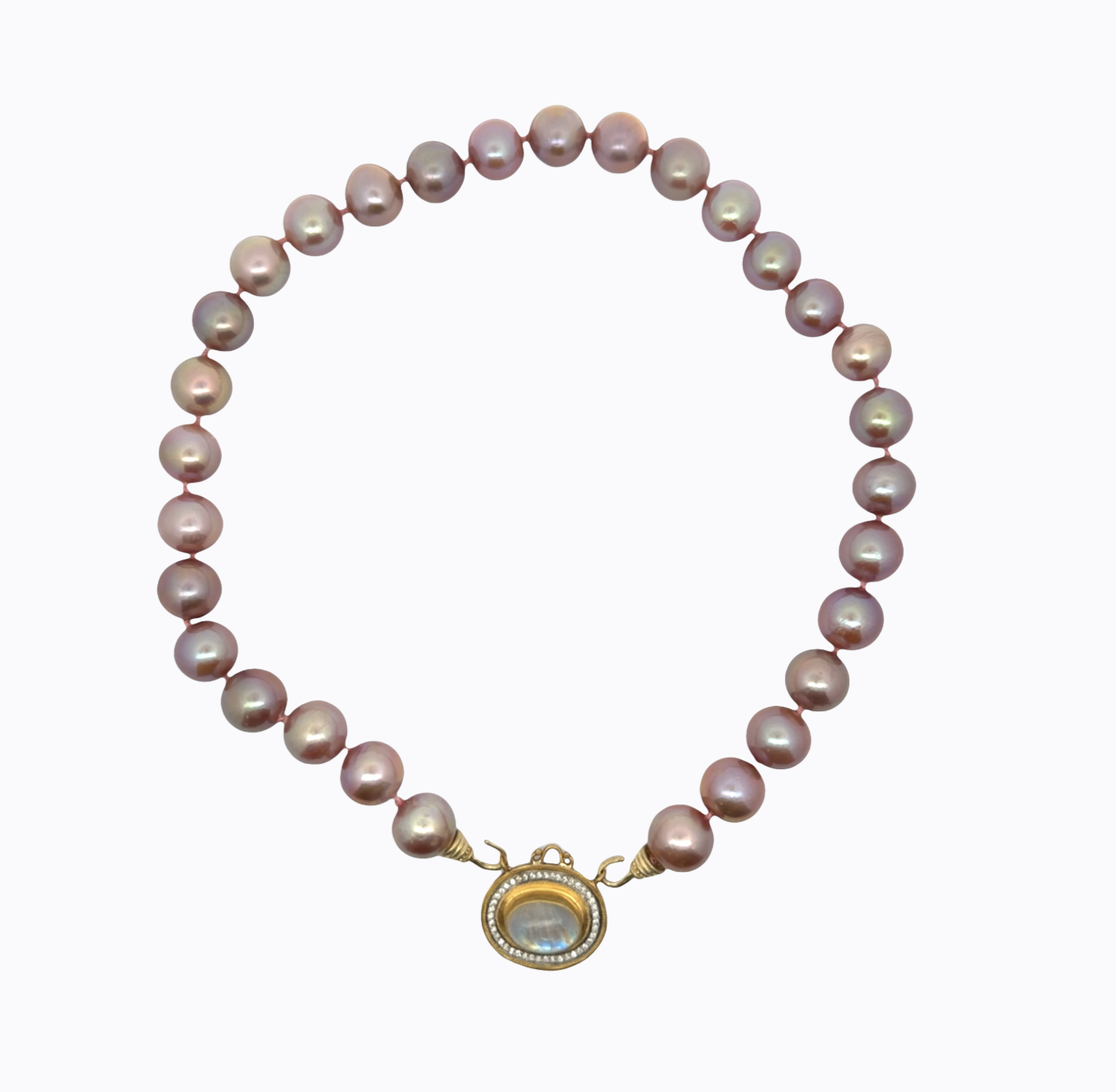 Image 2 for Handmade 24 Karat Gold, Diamond and Moonstone Centerpiece with Sterling Silver Backing