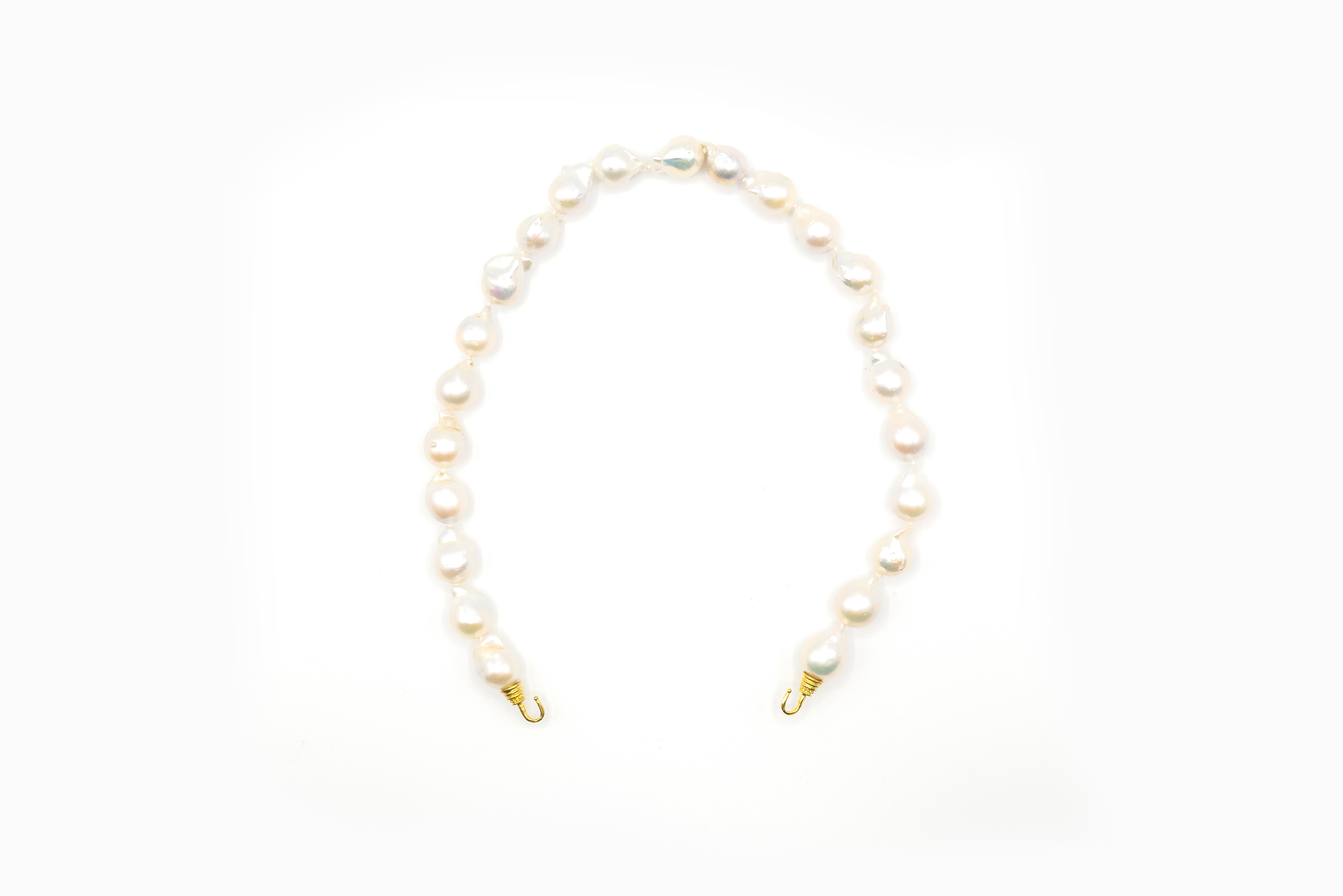 MAB 21-0035 Very Baroque High Luster Large Freshwater Pearl Strand with Brass Hooks