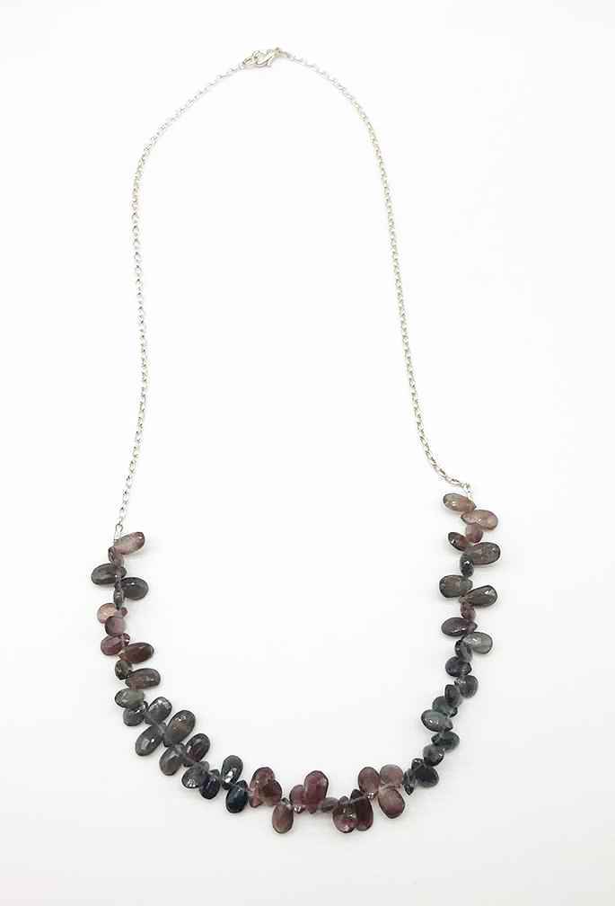 Watermelon Tourmaline Necklace on Sterling Chain 20