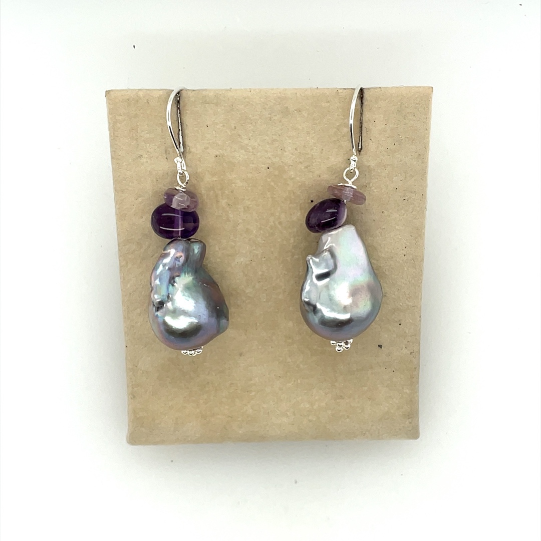 Jumbo silver baroque freshwater earrings