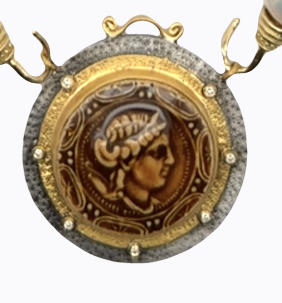 Image of 24 Karat Gold and Sterling Handmade Hunter Goddess Dianna Centerpiece by Marcia McDonough