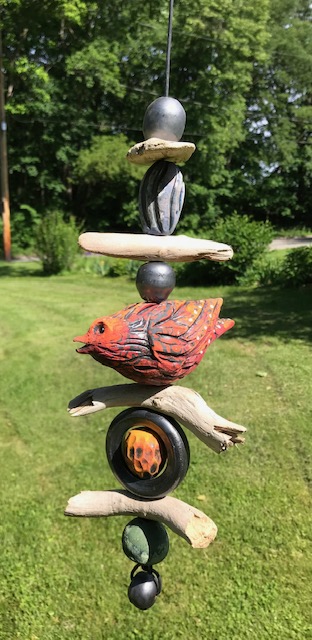 Image 1 for Single Bird Hanging Totem (Red) Single Bird Hanging Totem (Red)