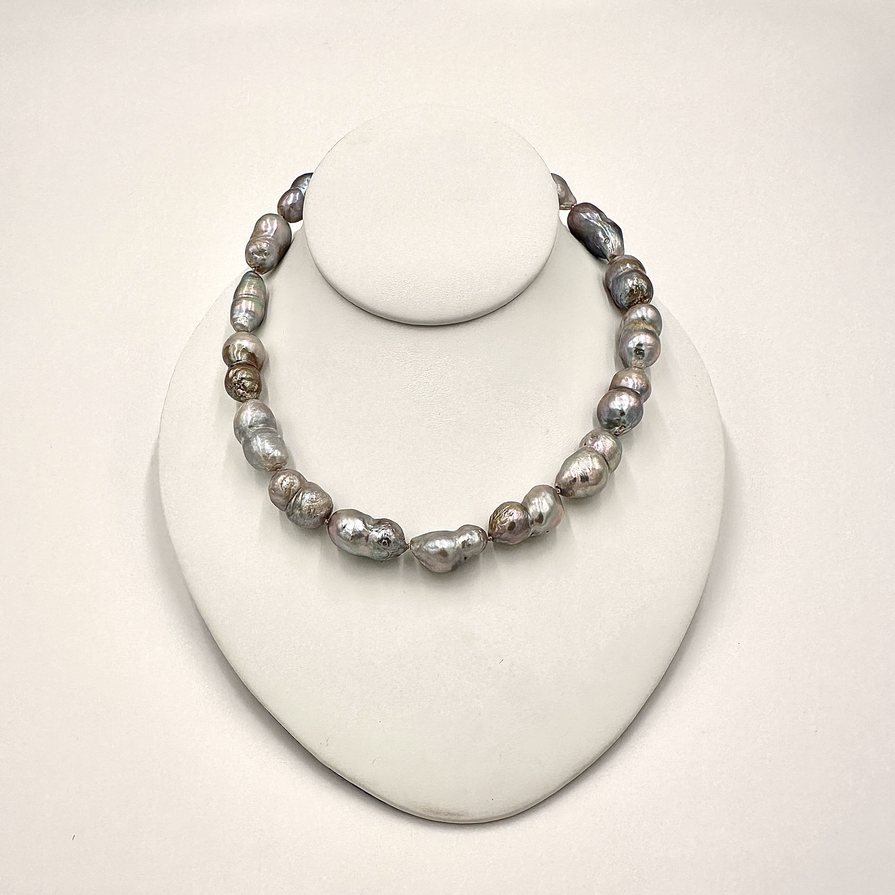 Image of Baroque Peanut Shaped Silvery Freshwater Pearls on Sterling Silver Hooks, 16 inches by Marcia McDonough