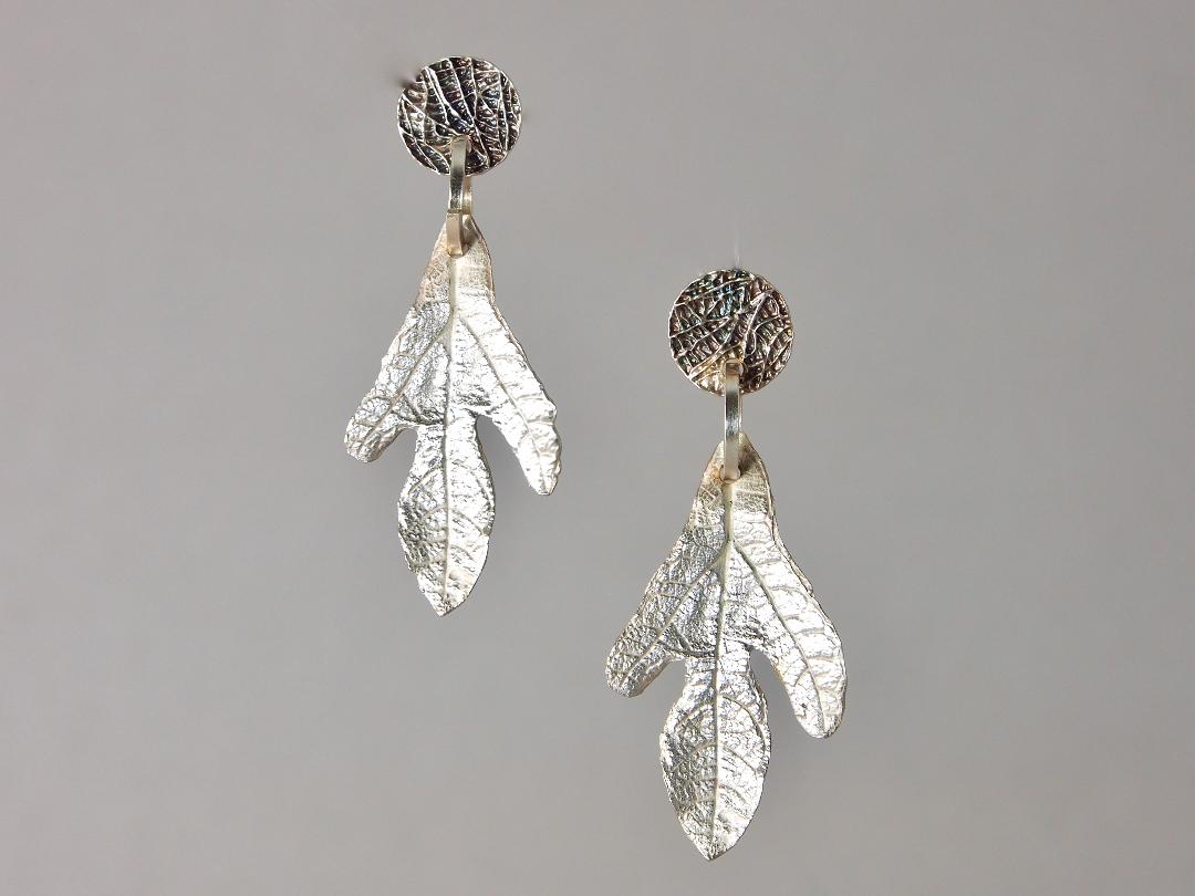 Sassafras Leaves Earrings in Sterling Silver