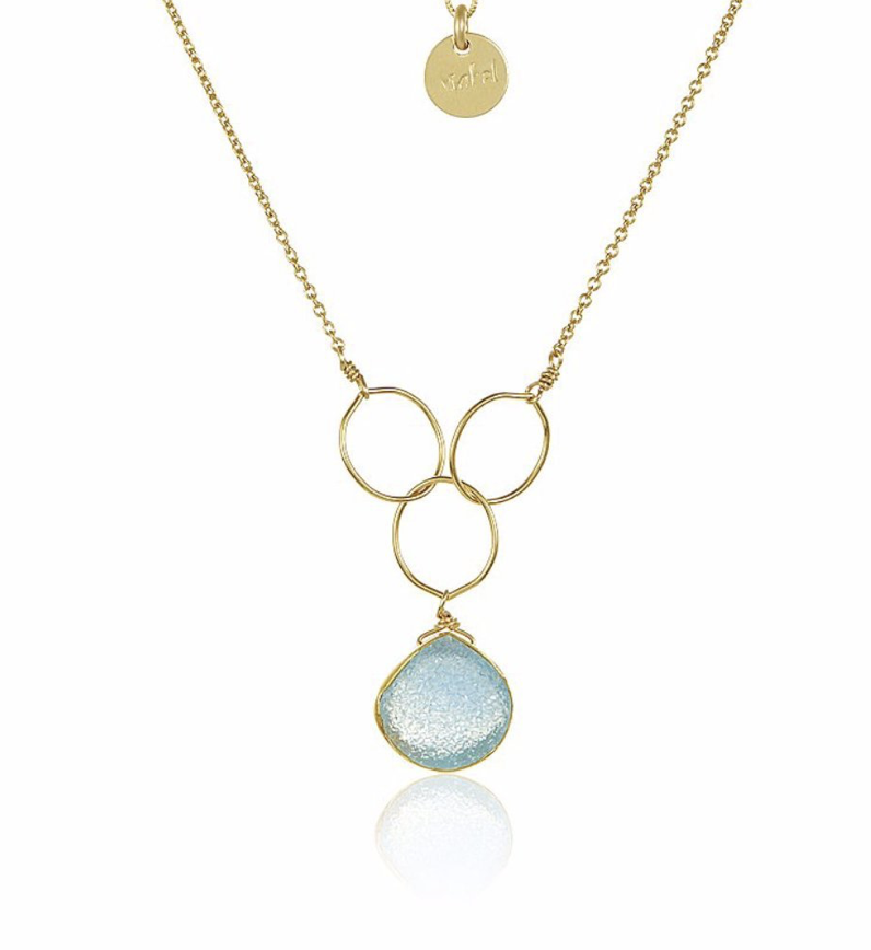 Cassiopeia Druzy Necklace, Blue - Gold-Filled