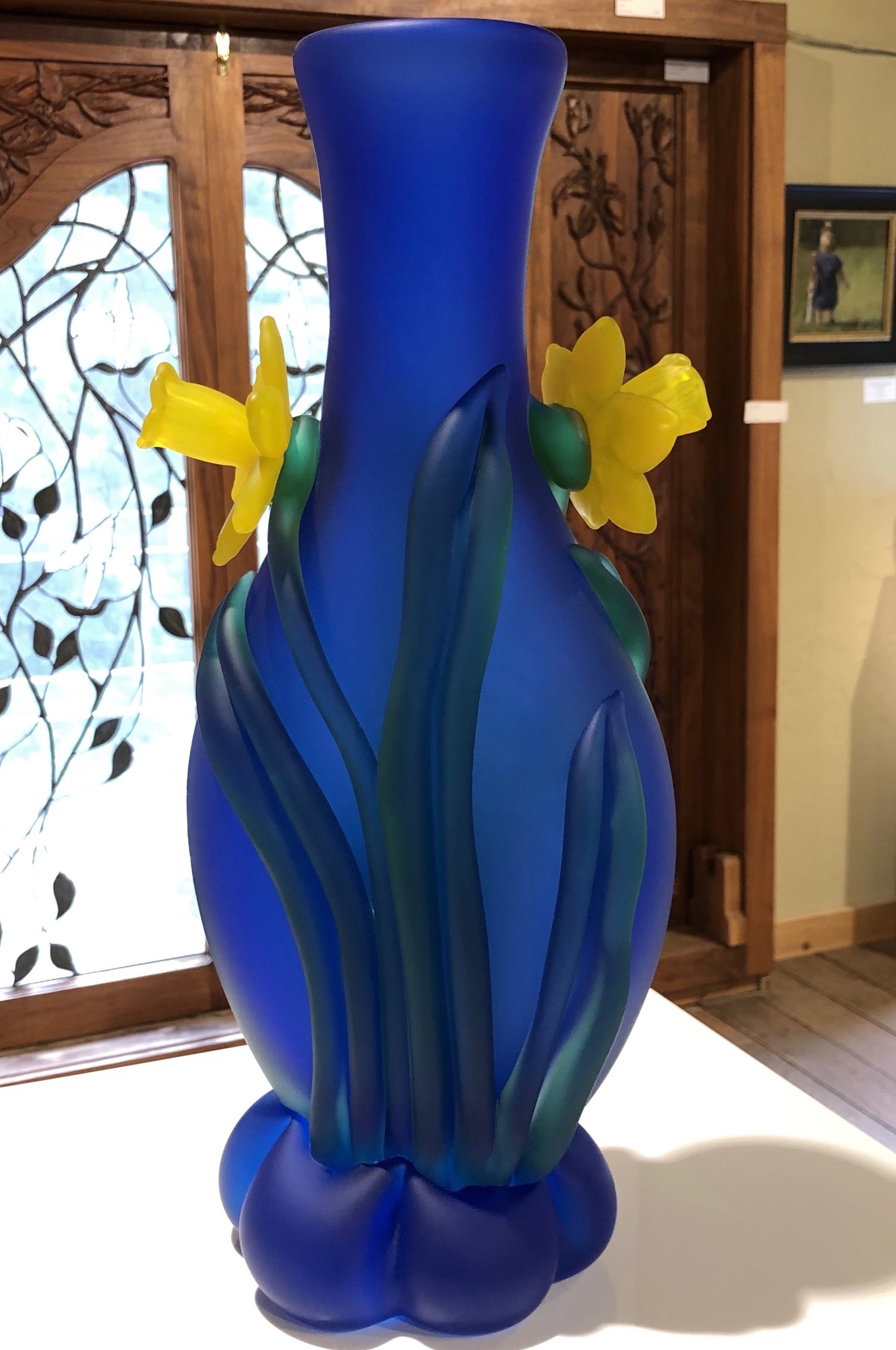 Cobalt Vase with Yellow Daffodils