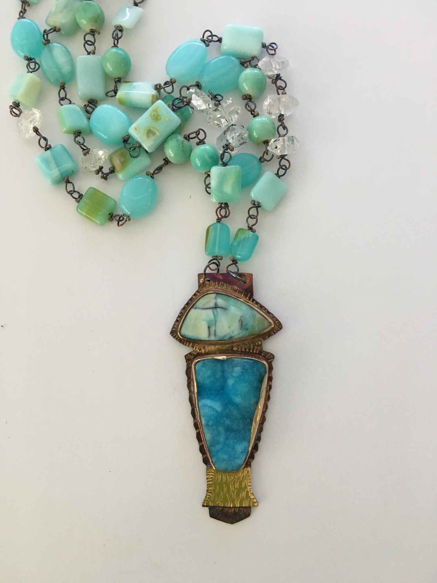 Image 1 for Neck S/S 22K Rare Hemimorphite Neck S/S 22K Rare Hemimorphite
