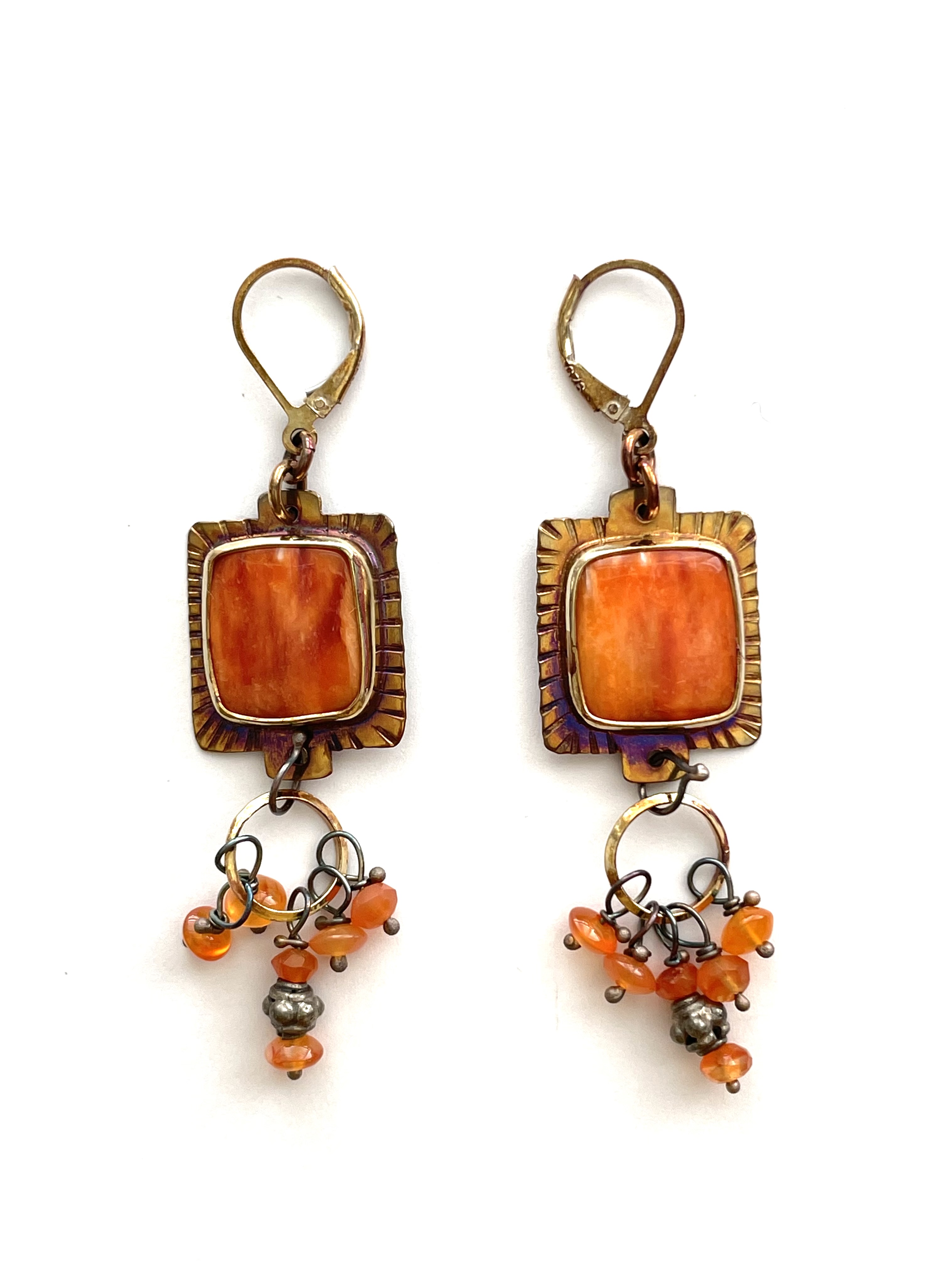 Sterling Silver and Spiney Oyster Earrings with Carnelian Beads