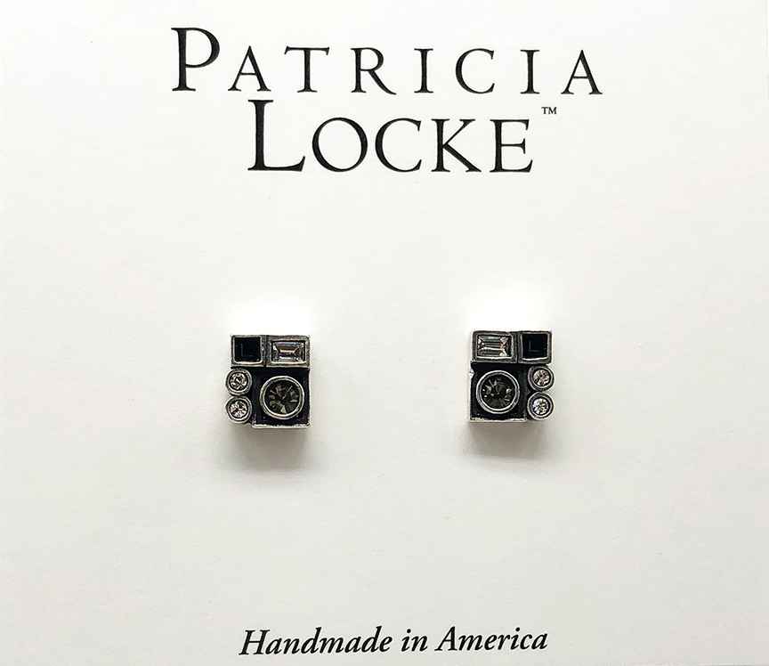 Image 1 for Pixel Earrings in Silver, Black & White Pixel Earrings in Silver, Black & White