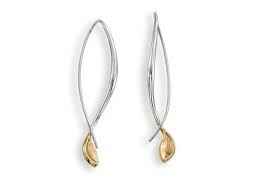 Be-Leaf Drop Earrings Sterling Silver and 14k Gold