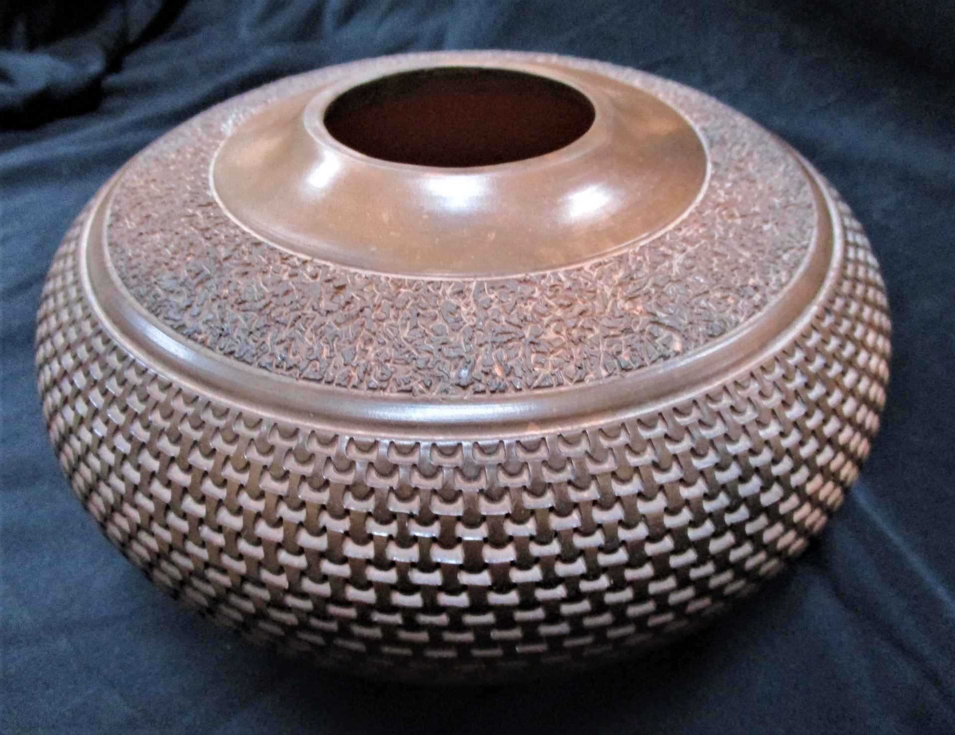 Brown incised pot by  Lowell Hanna - Masterpiece Online