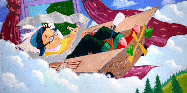 Boy In Flying Wagon by  Joe Cepeda - Masterpiece Online