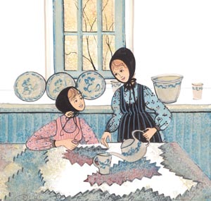 QUILTING TEA TIME by  P. Buckley Moss  - Masterpiece Online