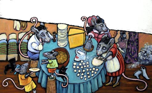 The Mice Family At Ho... by  Susan Guevara - Masterpiece Online