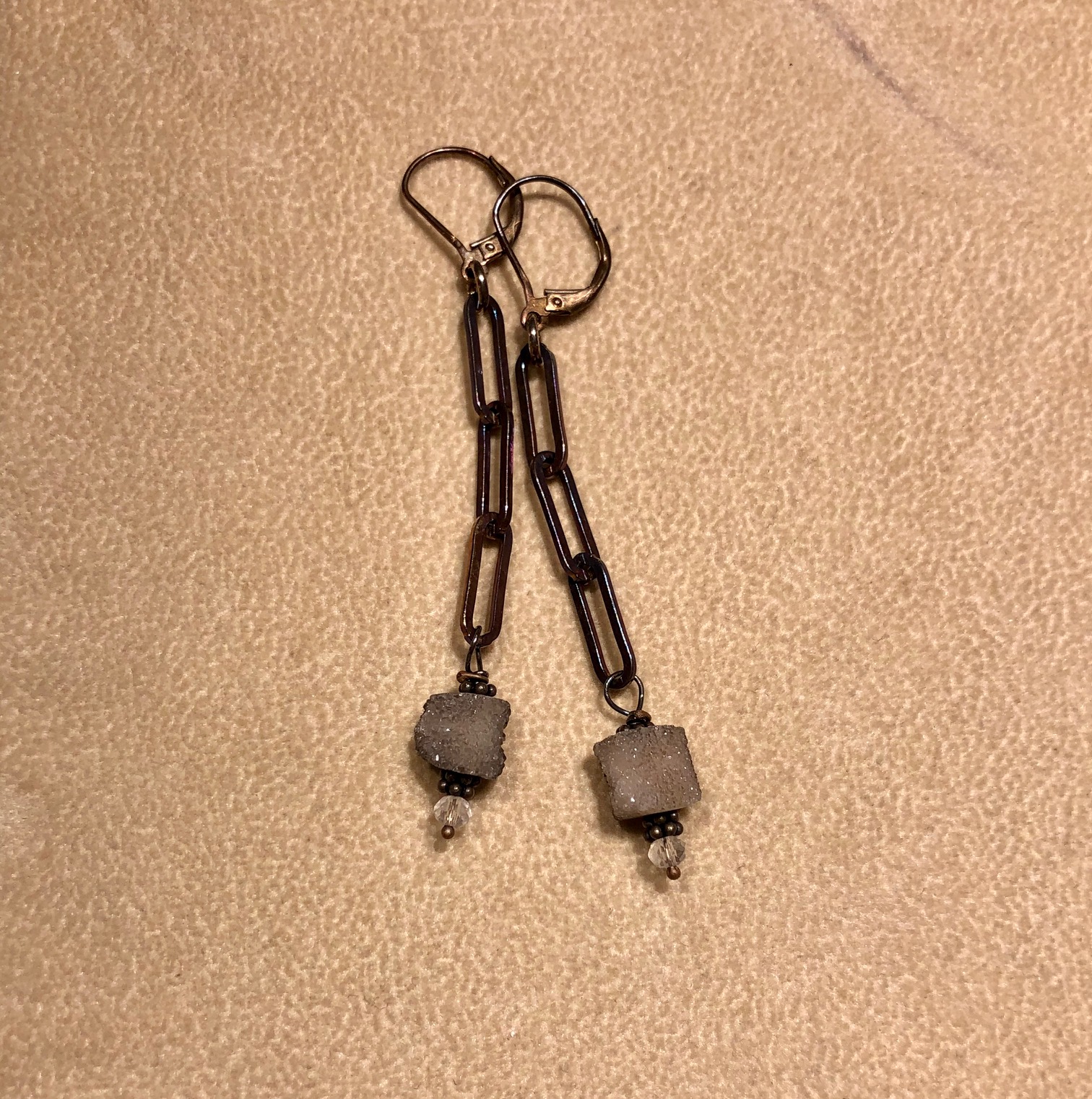 Image 1 for Earring Silver Druzy Drop (3 link) Earring Silver Druzy Drop (3 link)