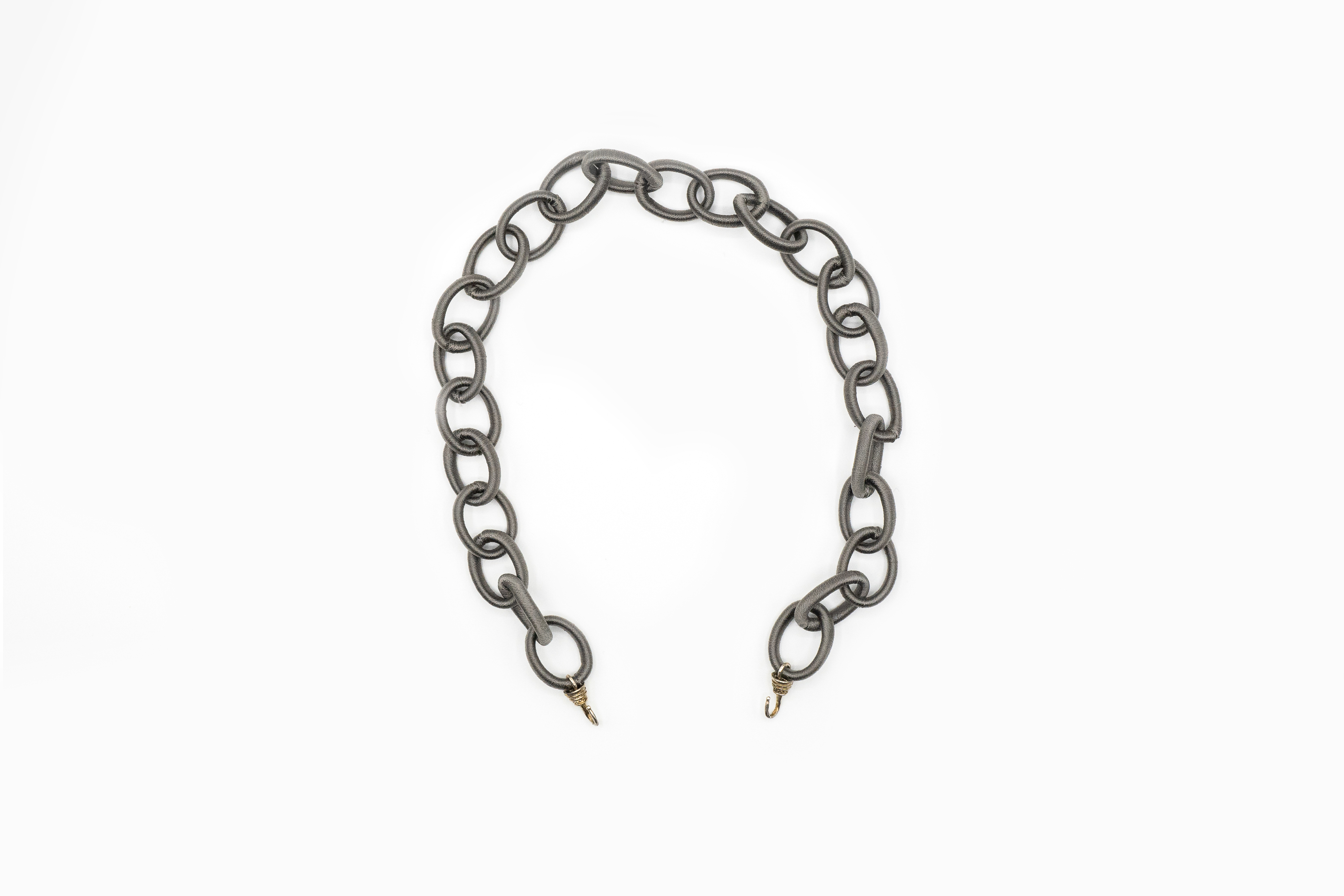 MAB 21-0094 Grey Silk Wrapped Chain with Sterling Hooks