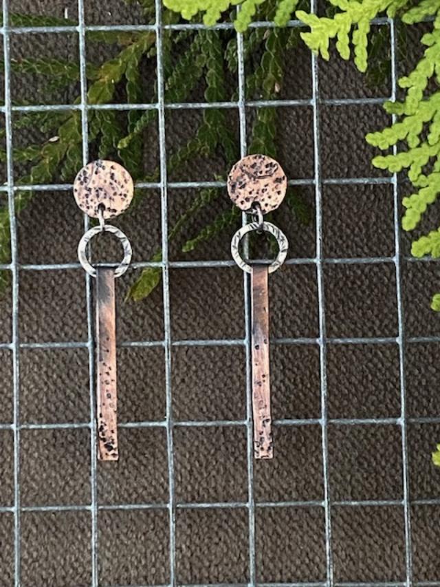 Image of Circle Stick SS Copper Earrings by Michelle Zjala Winter