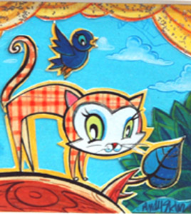 Plaid Kitty And Blue by  Andy Sklar - Masterpiece Online