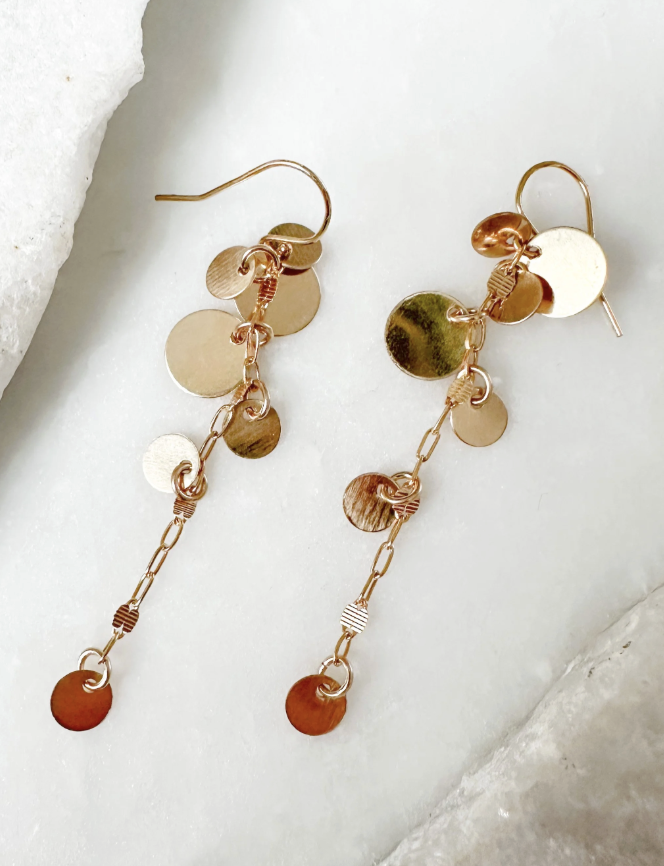 Image of Coin Cluster Dangle Earrings, 14k Gold Fill - Trunk Show by  RACH B Jewelry