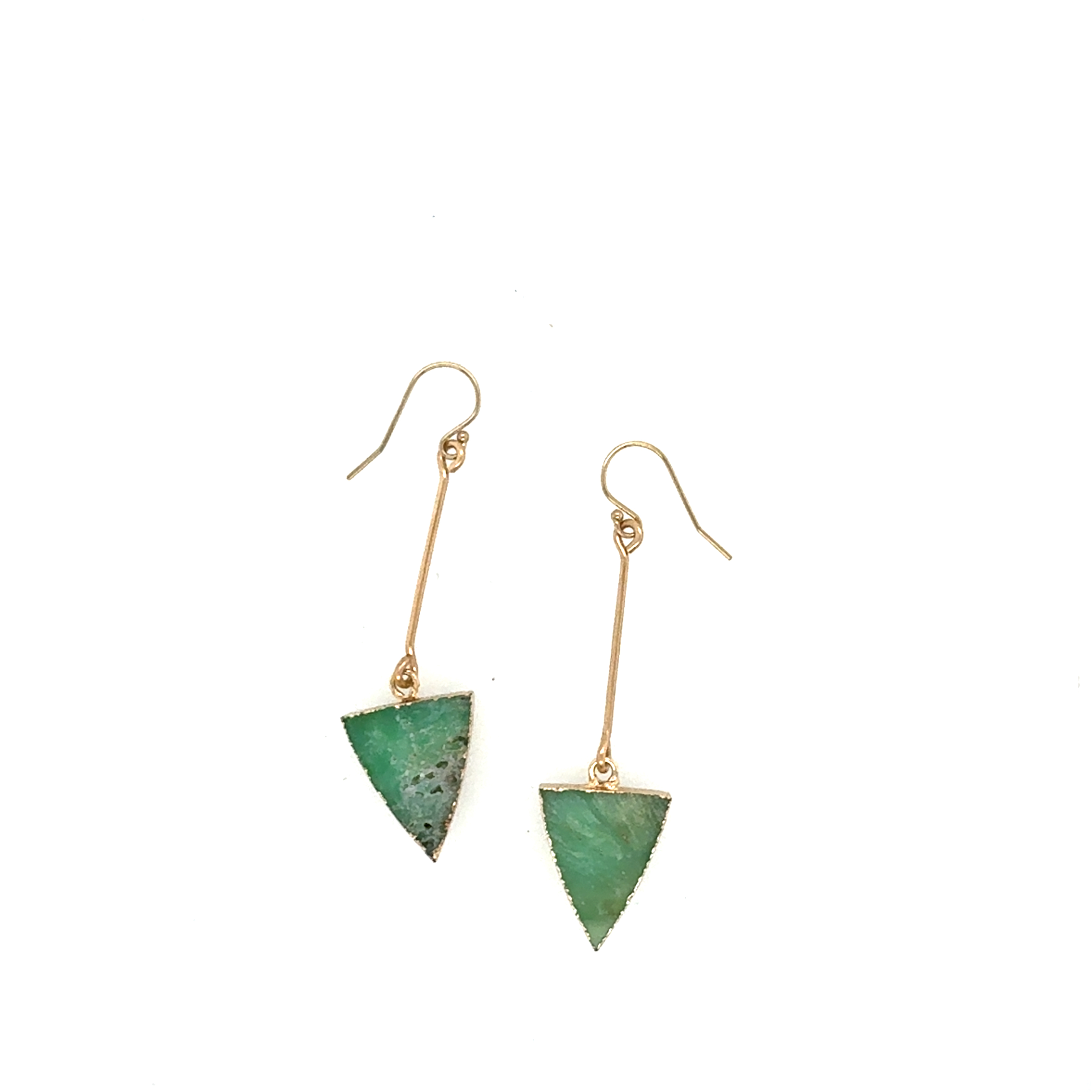 Image of Chrysoprase Triangle Drop Earrings, 14k Gold Fill - Trunk Show by  RACH B Jewelry