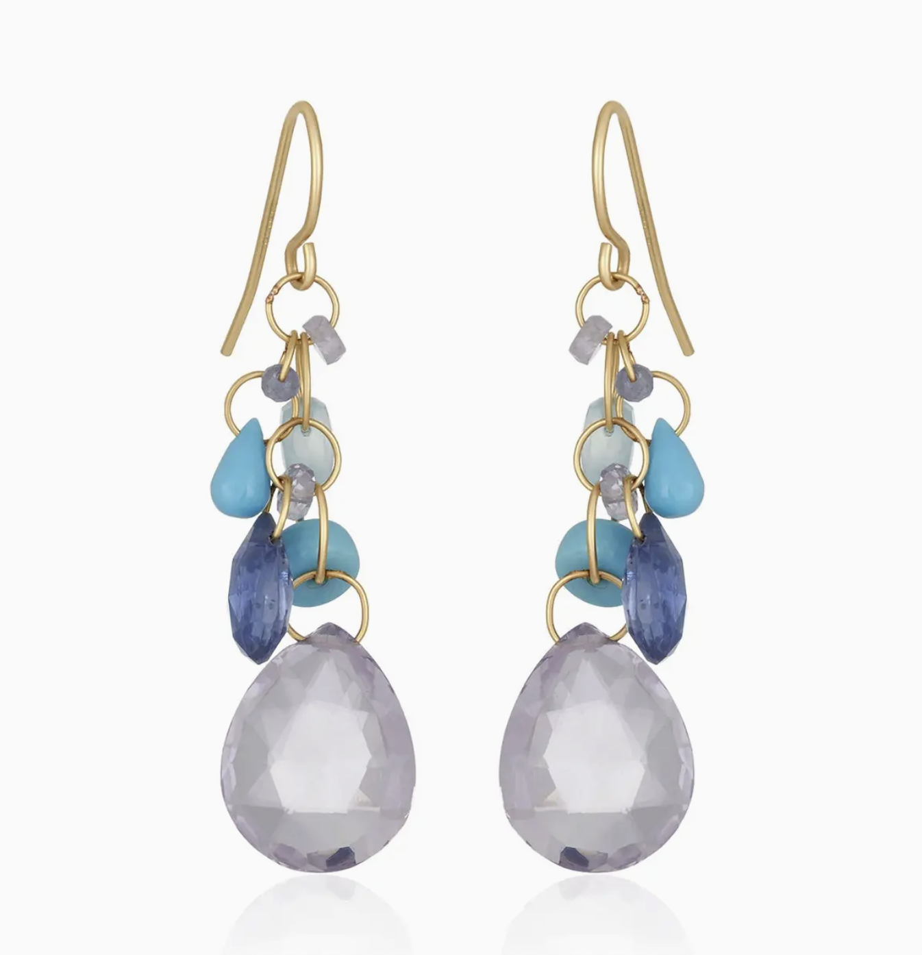 Image of Turquoise Teardrop Cluster Amethyst Drop Earrings by Mabel Chong