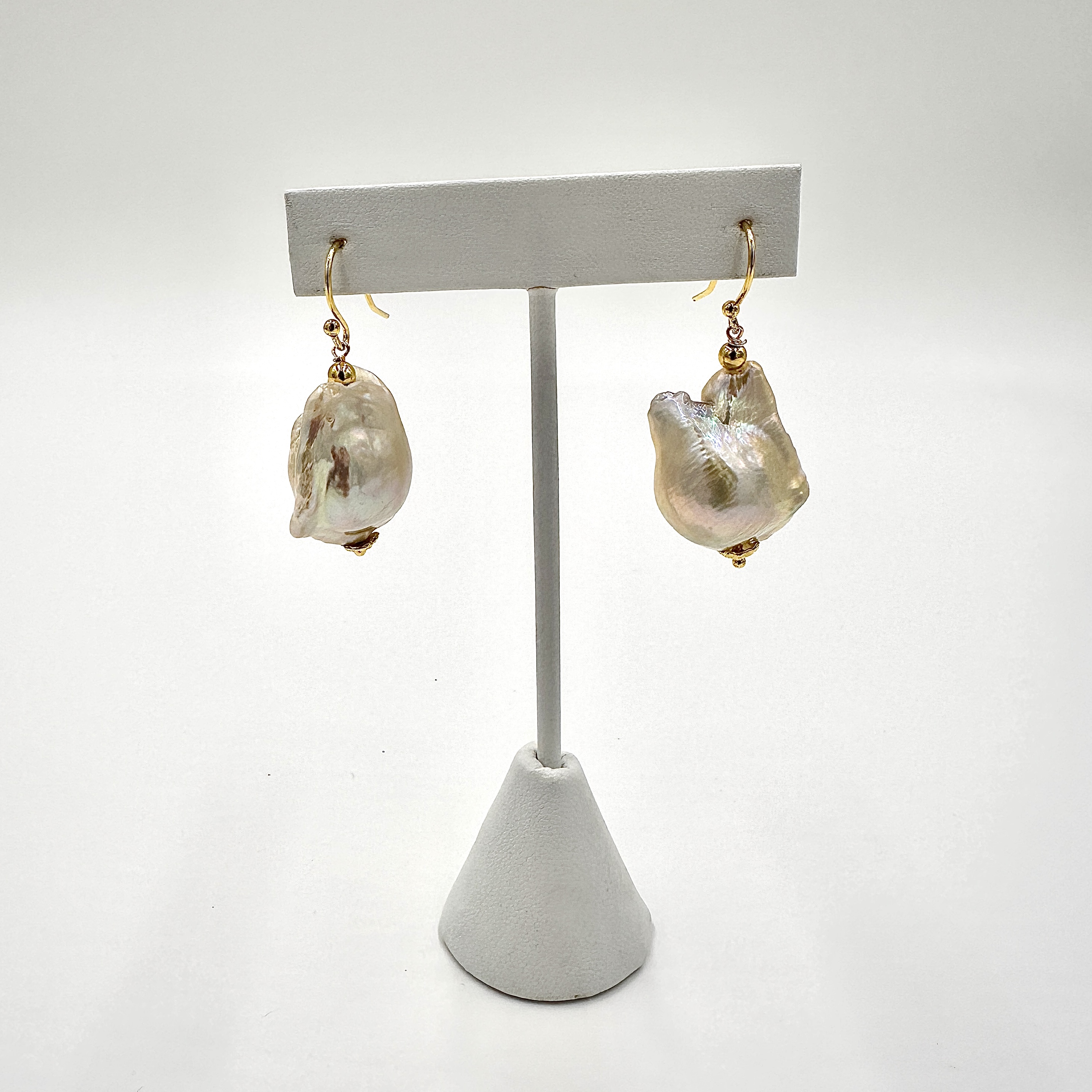 Image of Giant Creamy High Luster Freshwater Pearl Dangle Gold-Filled Earrings by Marcia McDonough