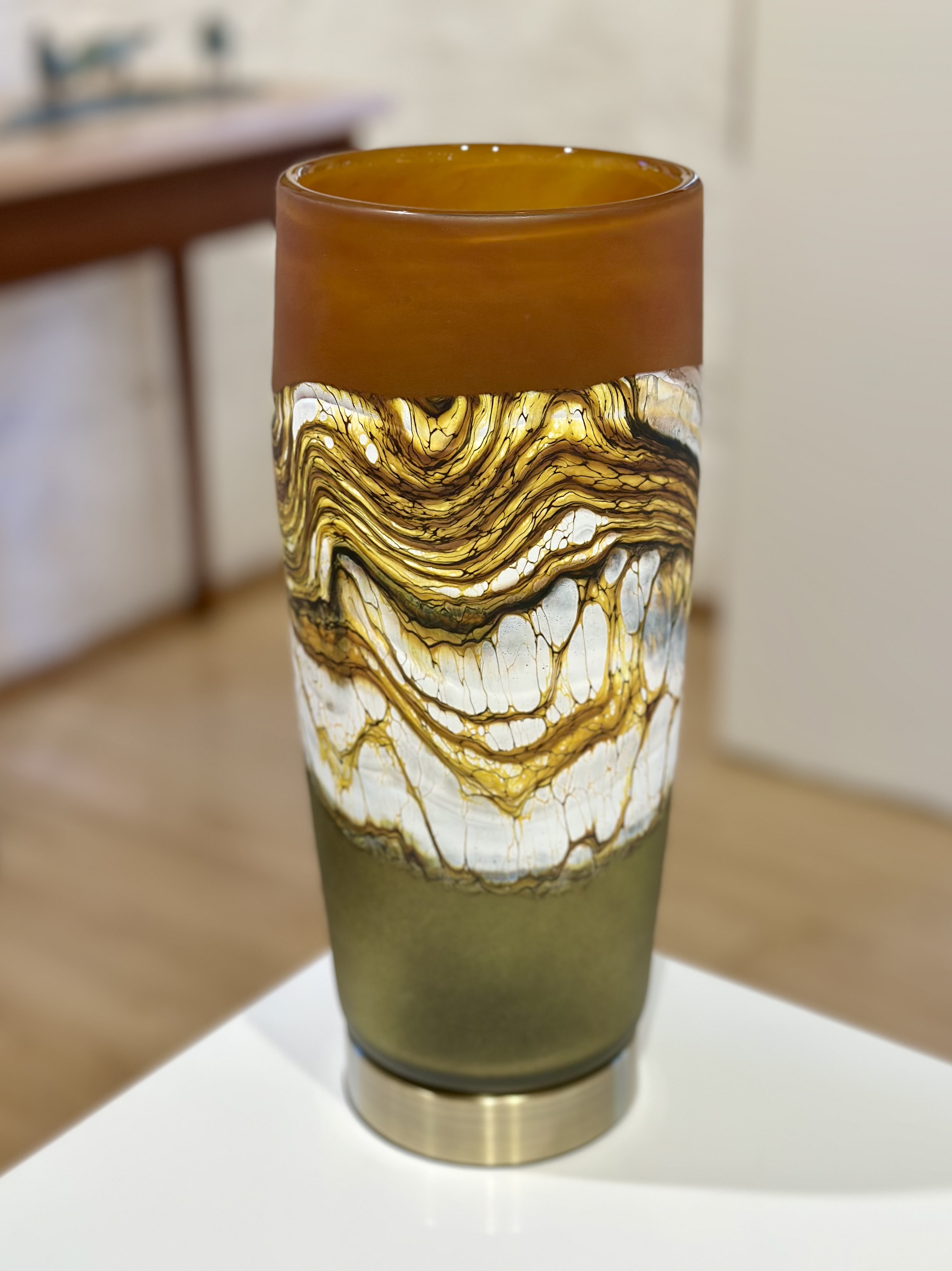 Image of Strata Pillar Lamp Tangerine Lime by Stephen Gartner & Danielle Blade