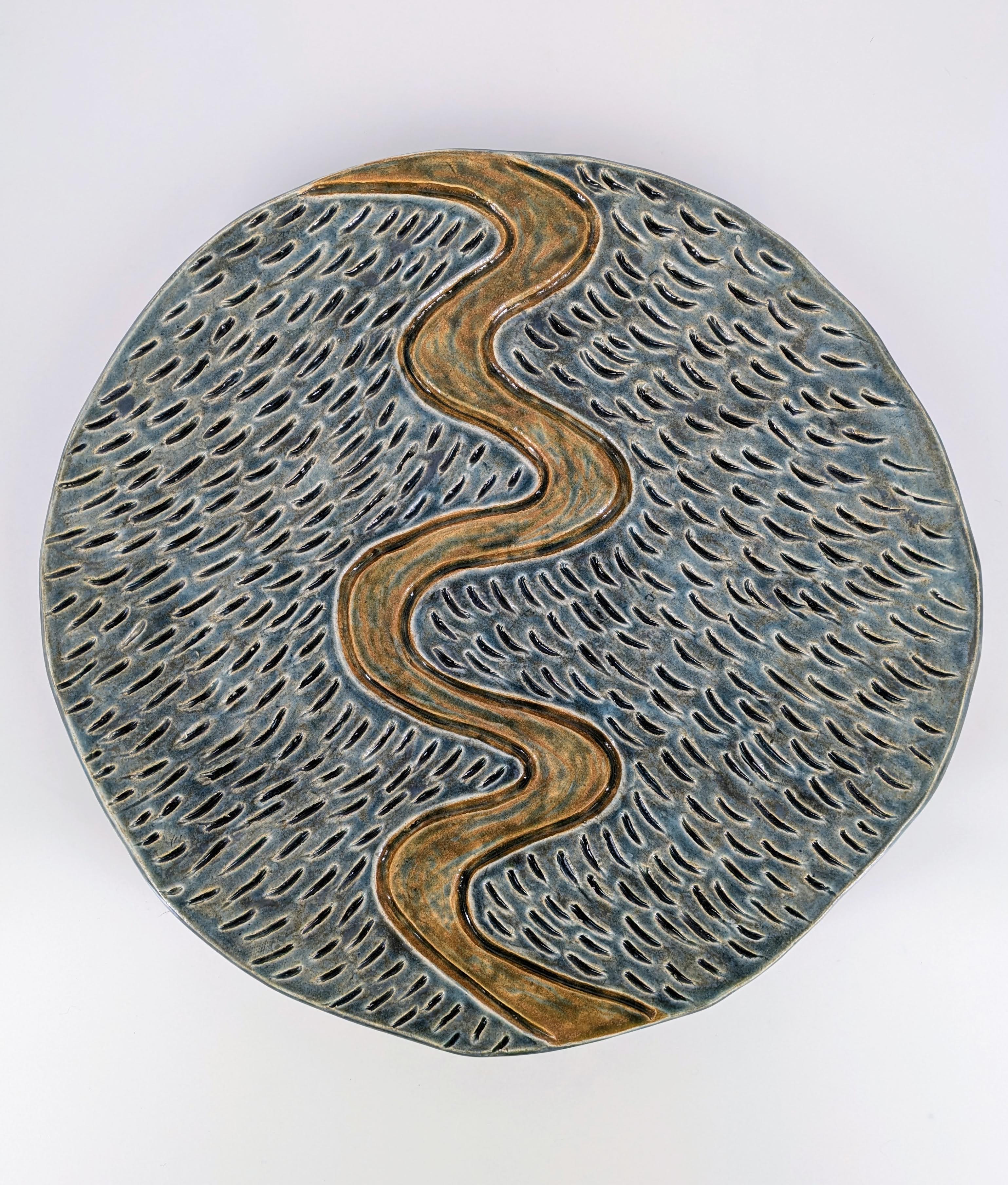 Image of Highway 42 Blue Platter by Lori Roderick