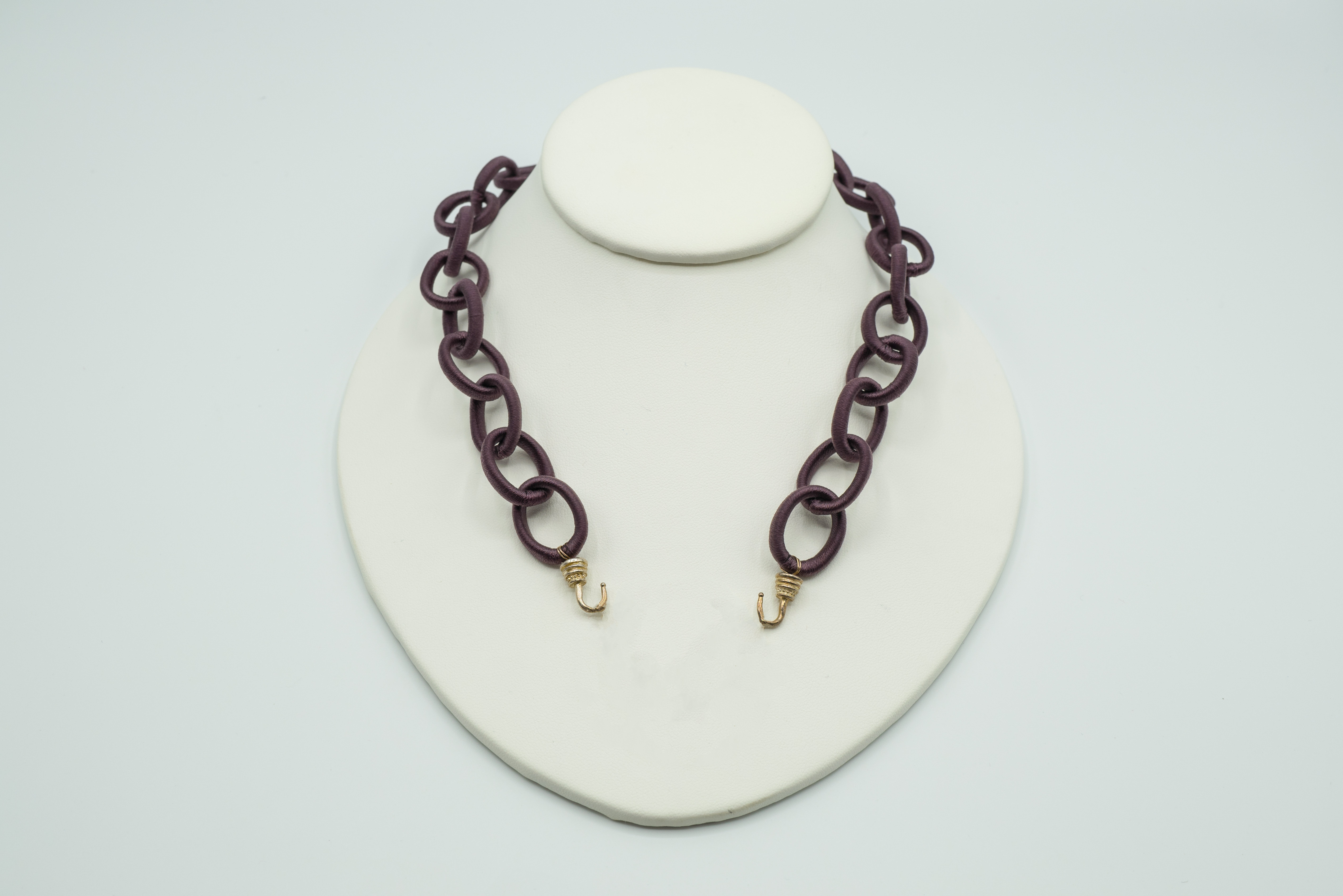 Deep Amethyst Colored Silk Chain with Hand Cast Sterling Hooks