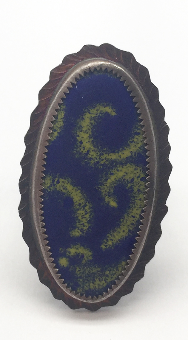 Image 1 for Enamel and Sterling Ring Size 8 1/2 Enamel and Sterling Ring Size 8 1/2