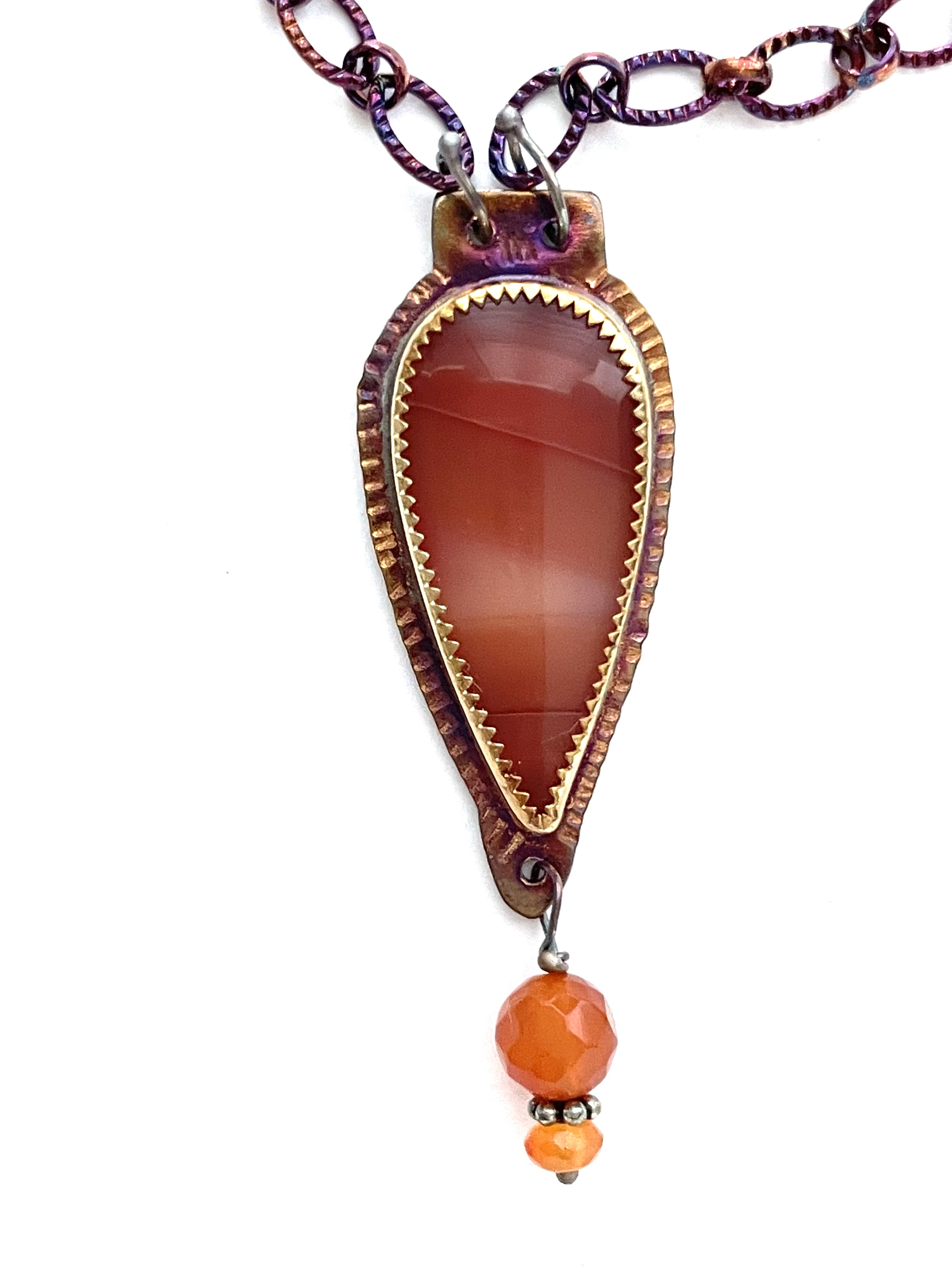 Sterling silver, Banded Carnelian Agate from Indonesia, 18
