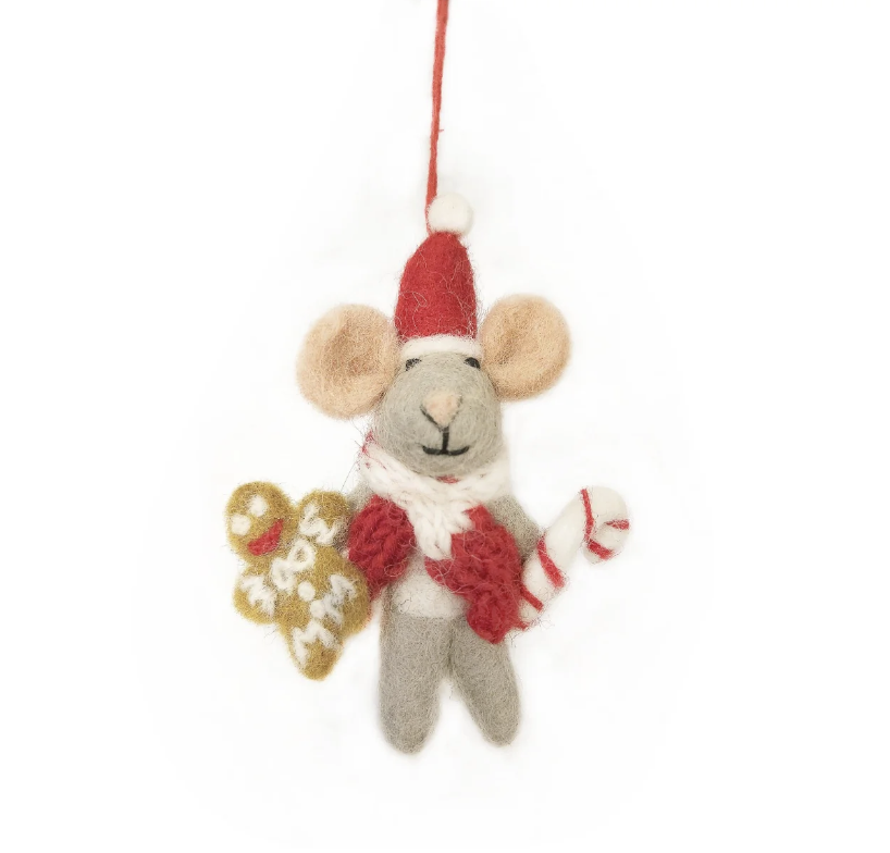 Image of Gingerbread Mouse - Handmade Felt Ornament by  Felt So Good