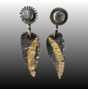 Image of Rustic Labradorite Earrings with Gold Keum Boo by Pam Sable