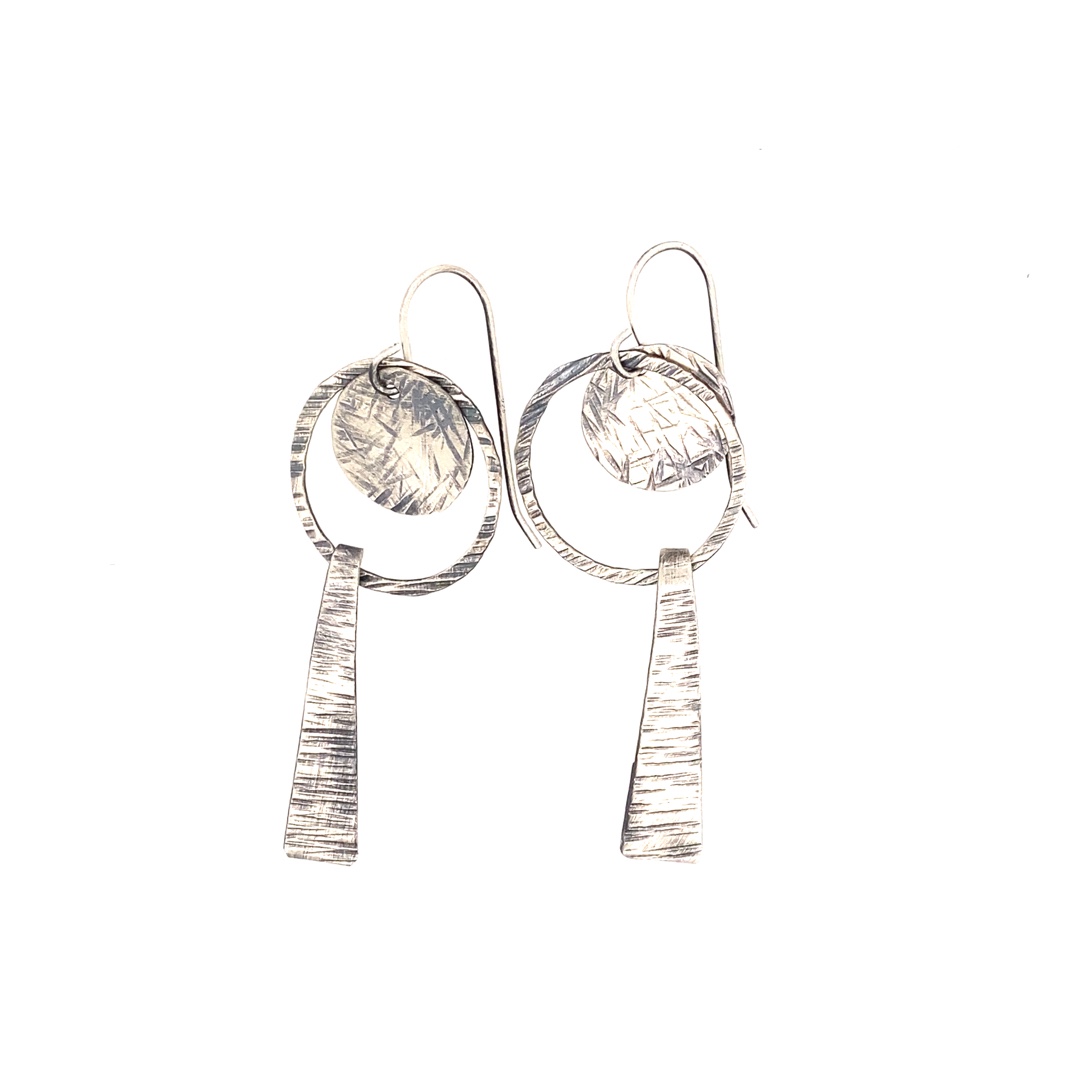 Circle Stick Earrings in Sterling Silver