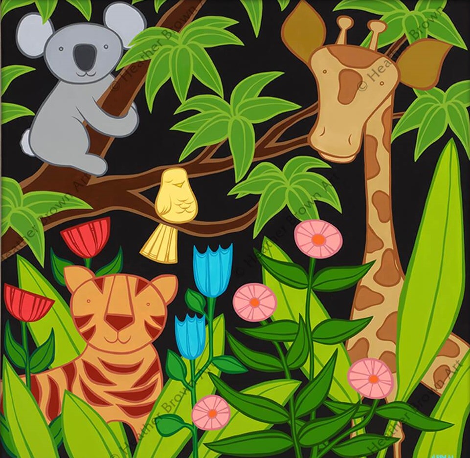Jungle Friends Giclee by Heather Brown - Genesis Gallery Hawaii