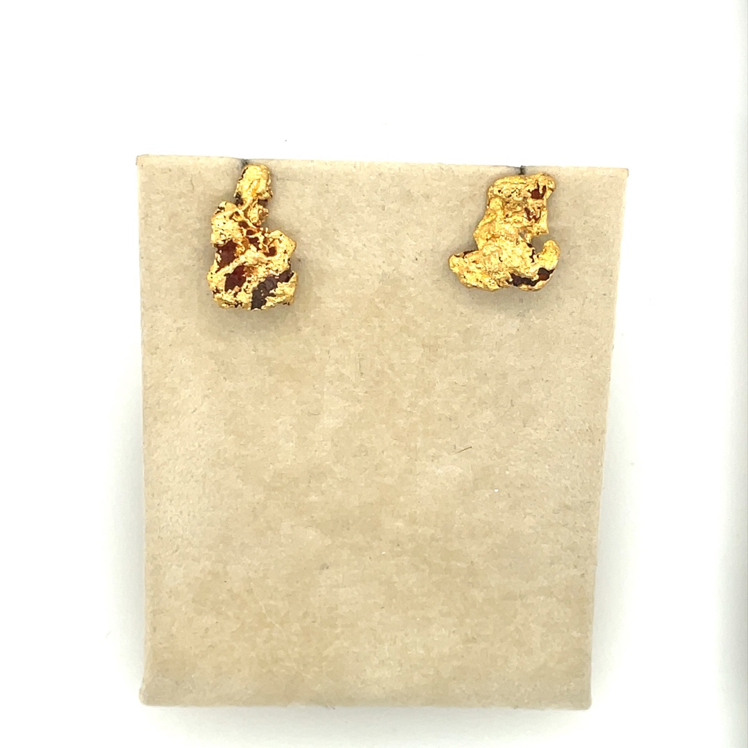 Natural gold, nugget earrings, handmade posts with backings. Jumbo 14 karat friction back backings.  Each nugget has a handmade hook hidden in the back for removable dangles. Nuggets approx 4.4 grams and test at 98% solid gold