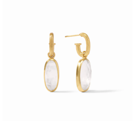 Iridescent Clear Crystal Ivy Hoop & Charm Earrings