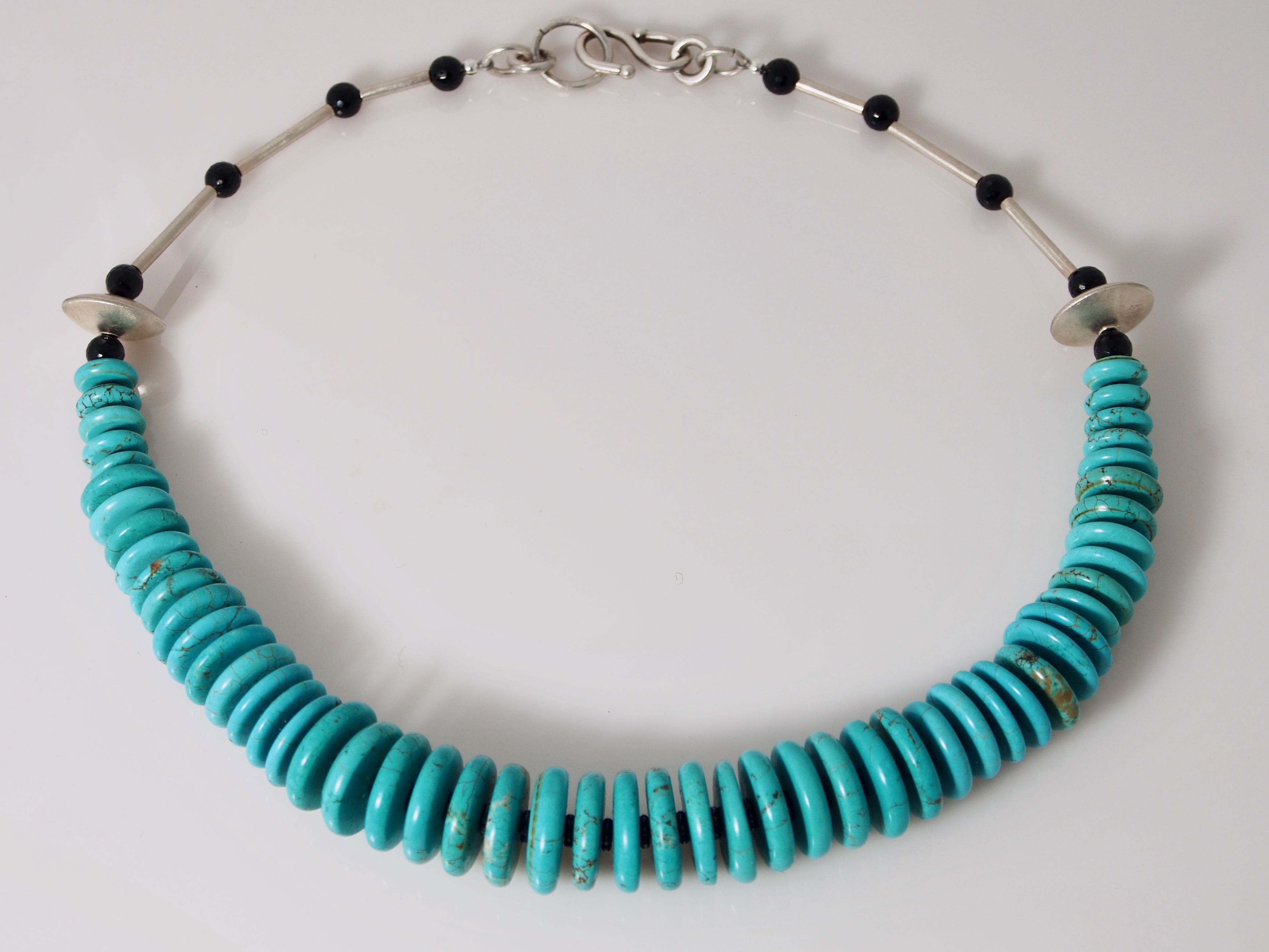 Simply Turquoise Necklace - Sterling/Graduated Turquoise