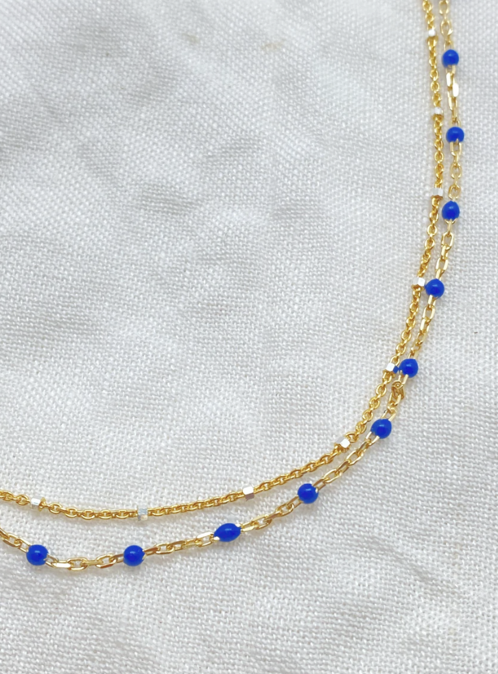 Image of Liko Blue Enamel and Gold Necklace by  Maui Mari