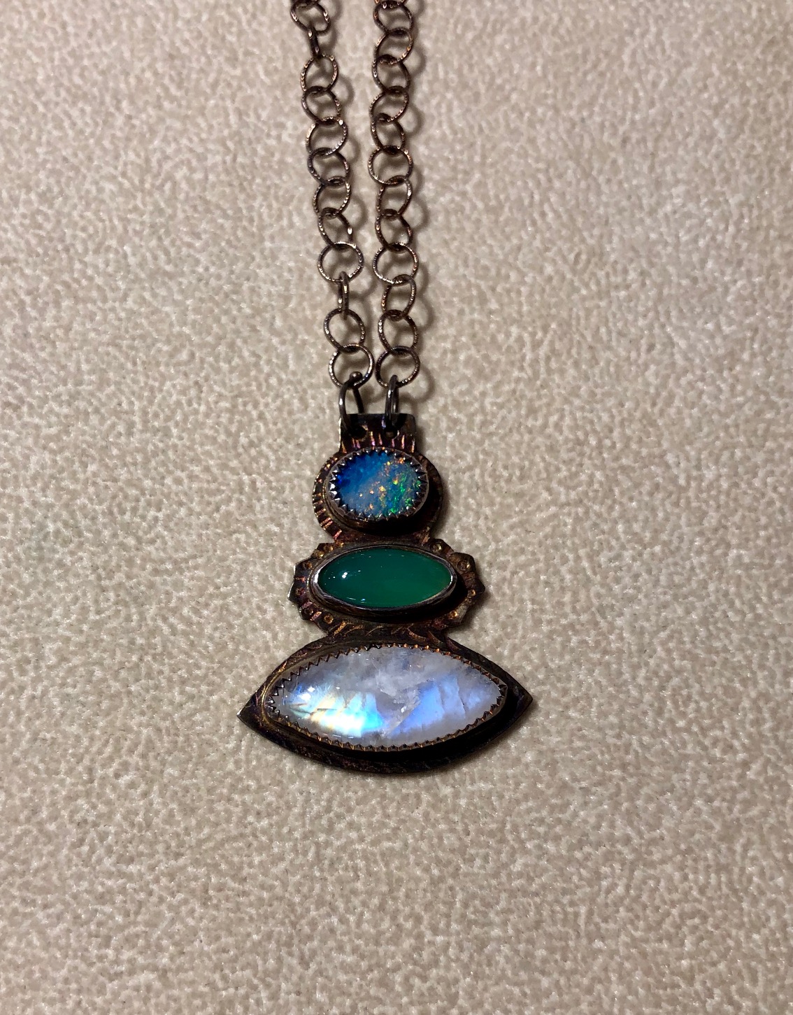 Image 1 for Rainbow Moonstone and Opal Necklace Rainbow Moonstone and Opal Necklace