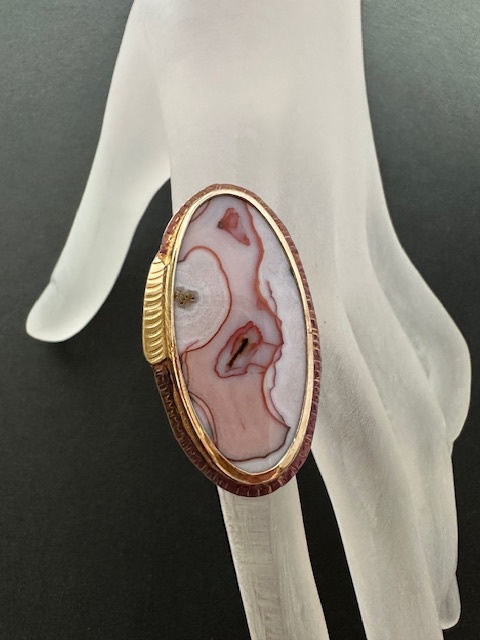Image of Sterling Silver, Fine Silver Bezel, 18k Gold, and Aqua Nueva Ring - Size 7.25 by Julie Shaw