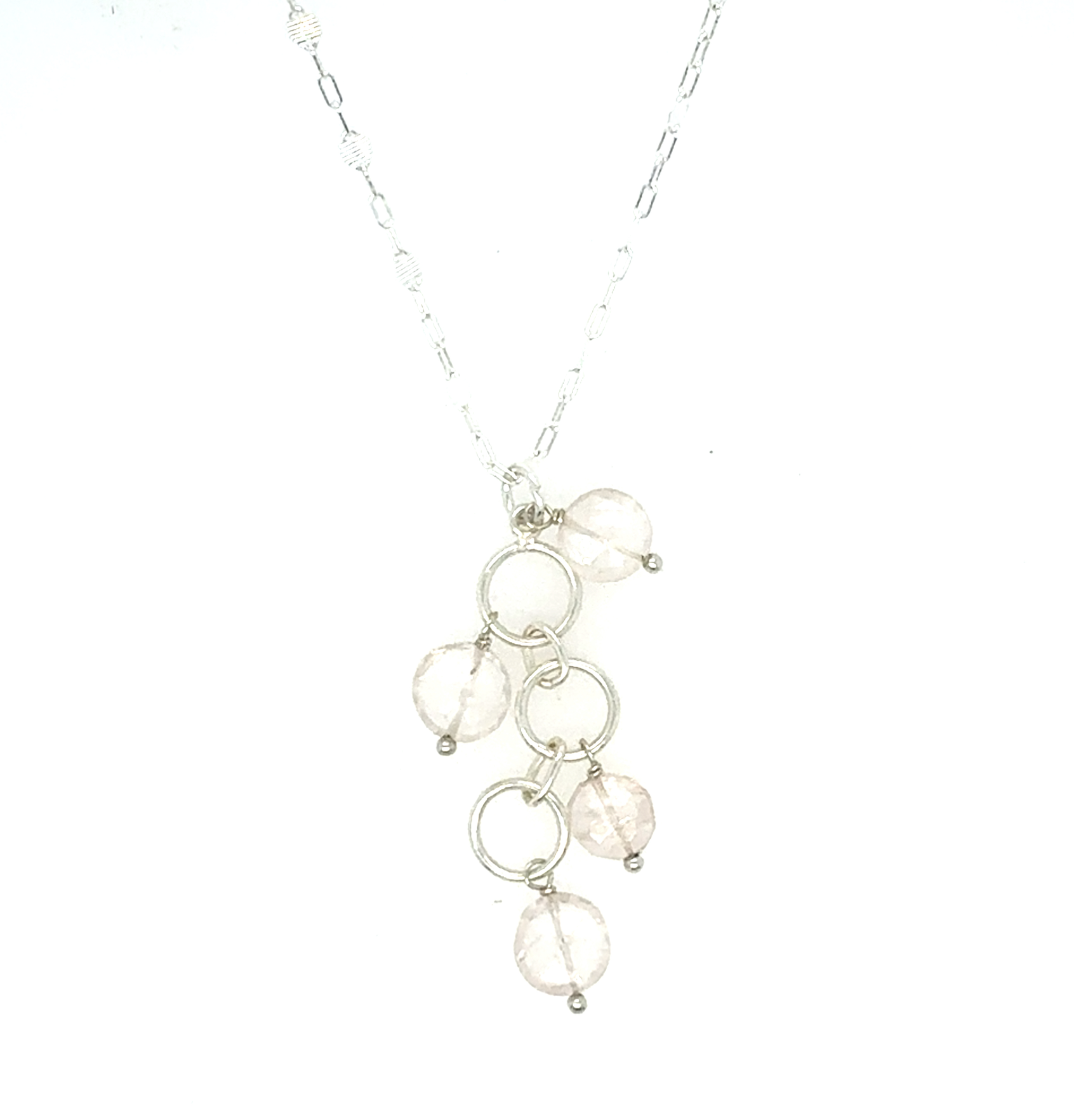 Image of Coin Chain with Rose Quartz Cluster, Sterling - Trunk Show by  RACH B Jewelry
