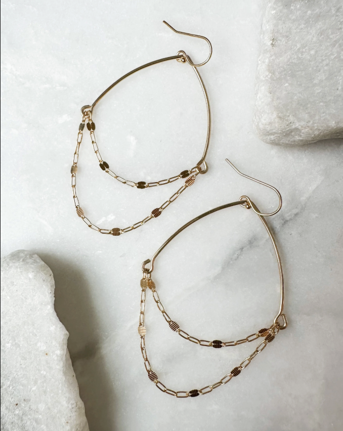 Image of Fan Hoop Coin Drape Earrings, 14k Gold Fill by  RACH B Jewelry