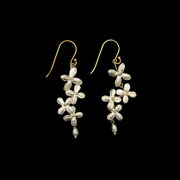 Image of White Hydrangea Dangle Wire Earrings by Michael Michaud