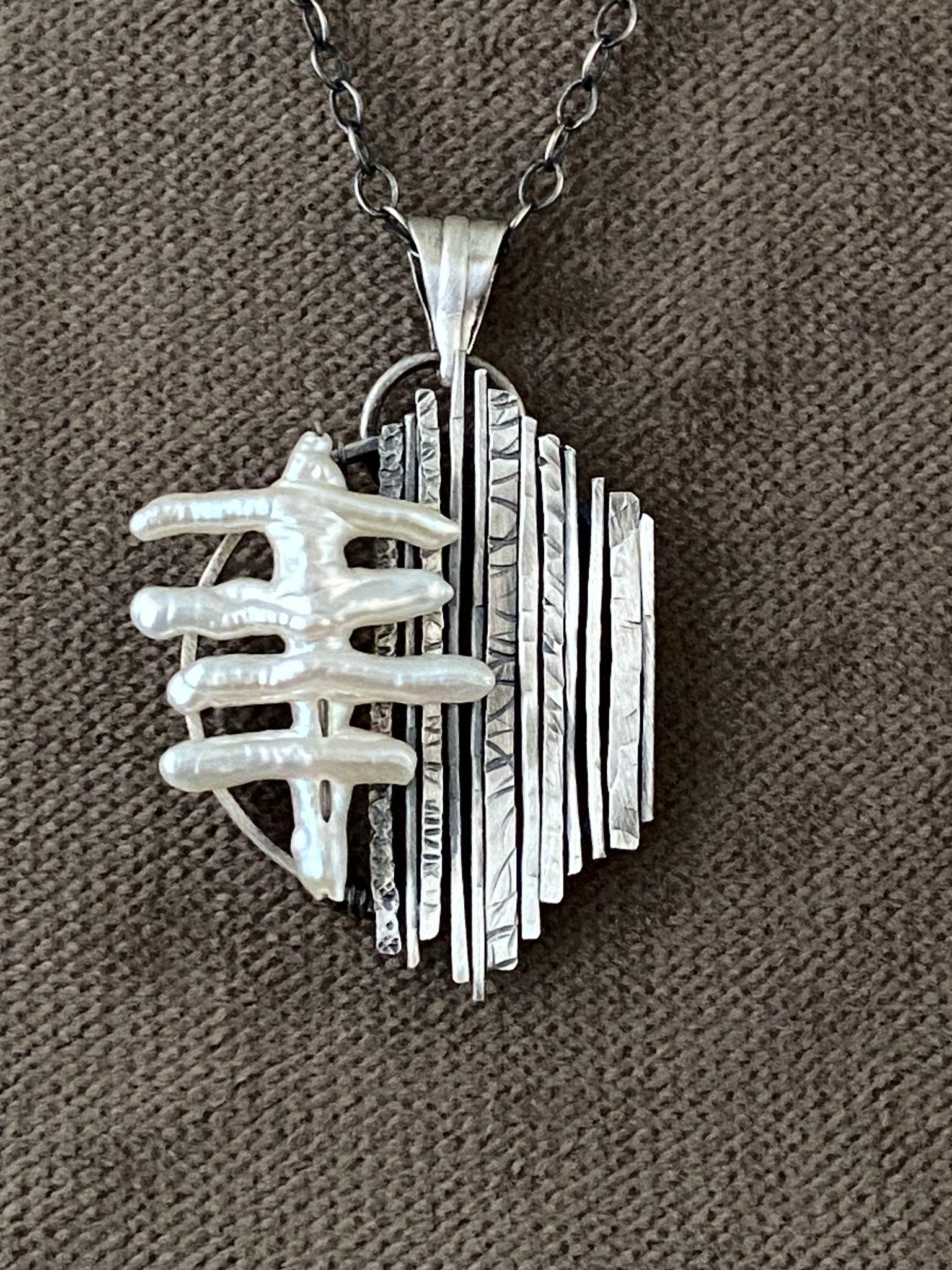 Image of Pearl and SS Pendant Necklace by Michelle Zjala Winter