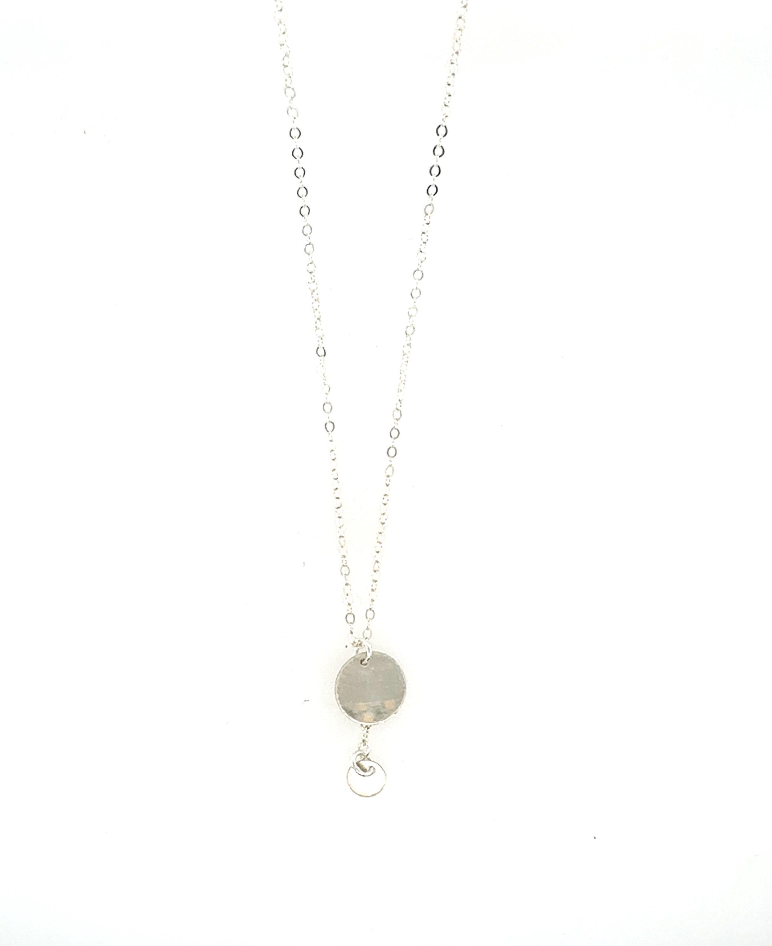 Image of Double Coin Y Drop Necklace, Sterling by  RACH B Jewelry
