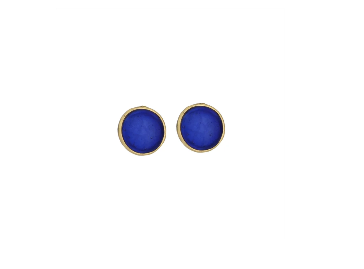 Bubble Post Earrings in Cobalt